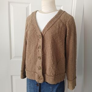 Two by Vince Camuto Button-Front Khaki Cardigan Sweater | Size XL